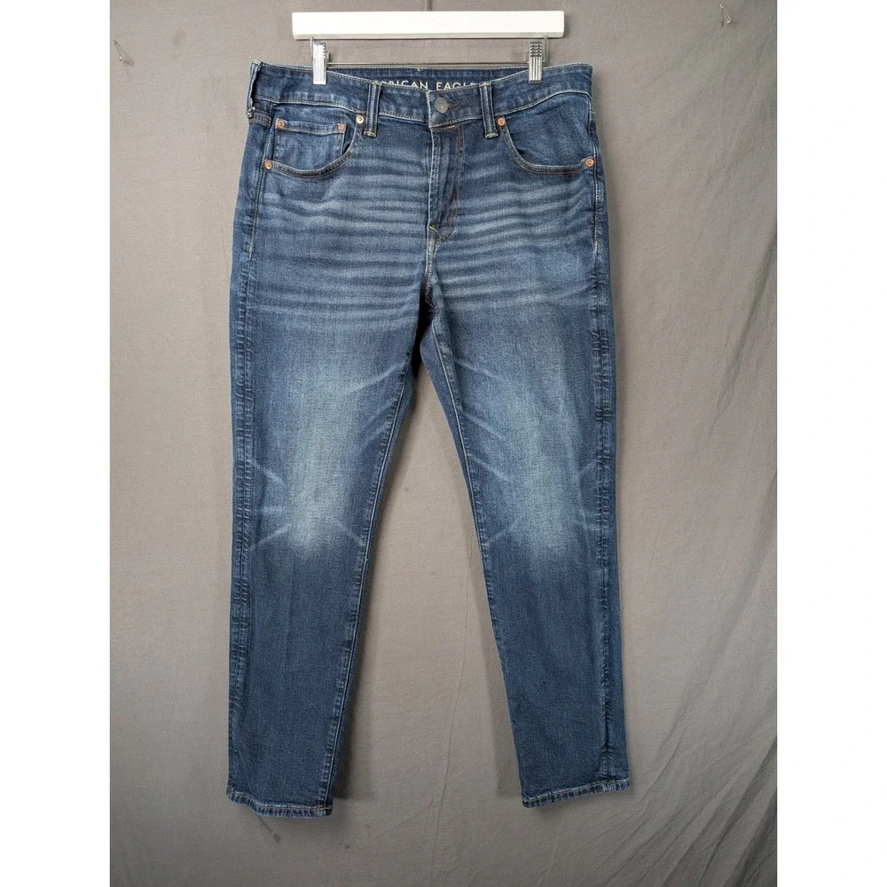 American Eagle Mens Airflex+ Slim Jeans Blue Denim Size 34x32